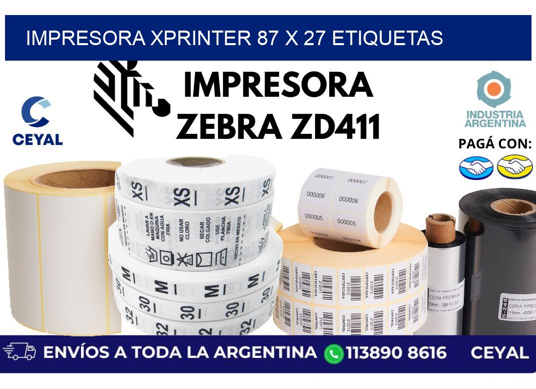 impresora xprinter 87 x 27 etiquetas