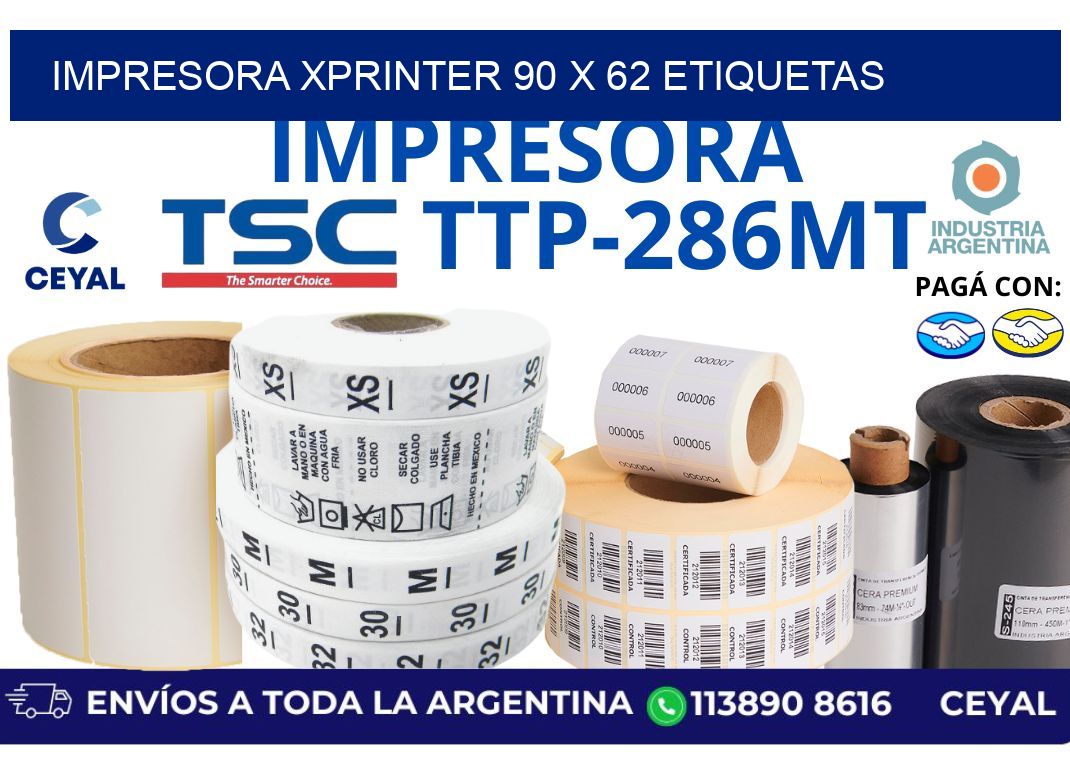 impresora xprinter 90 x 62 etiquetas