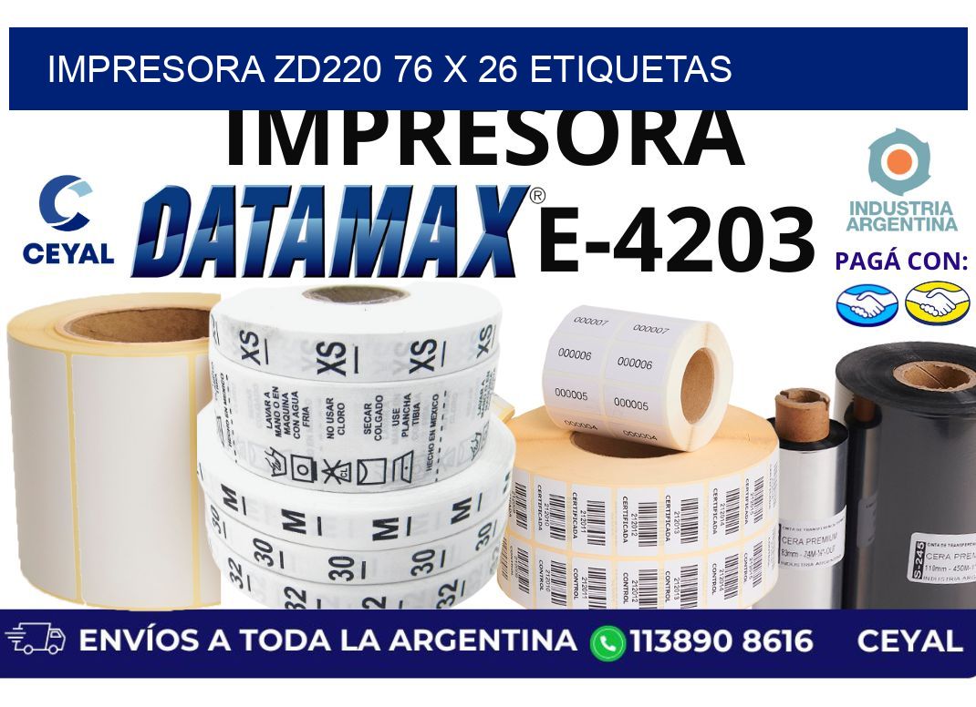 impresora zd220 76 x 26 etiquetas