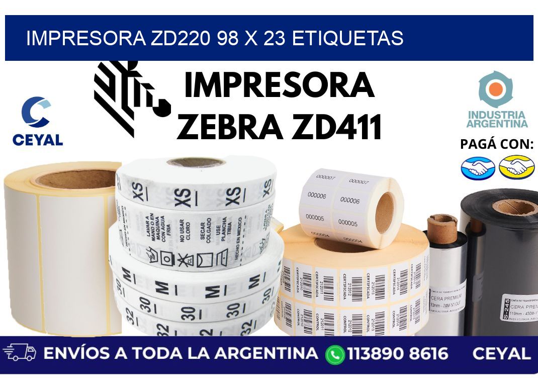 impresora zd220 98 x 23 etiquetas