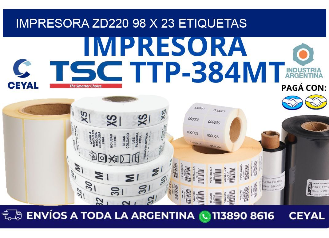 impresora zd220 98 x 23 etiquetas