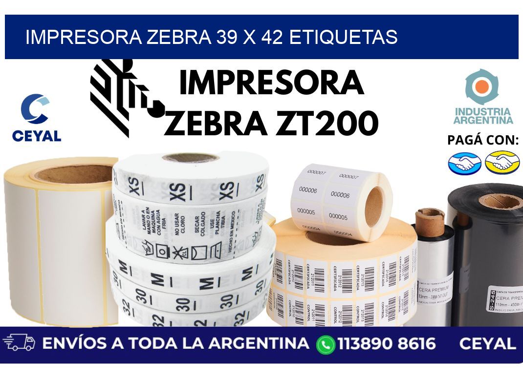 impresora zebra 39 x 42 etiquetas