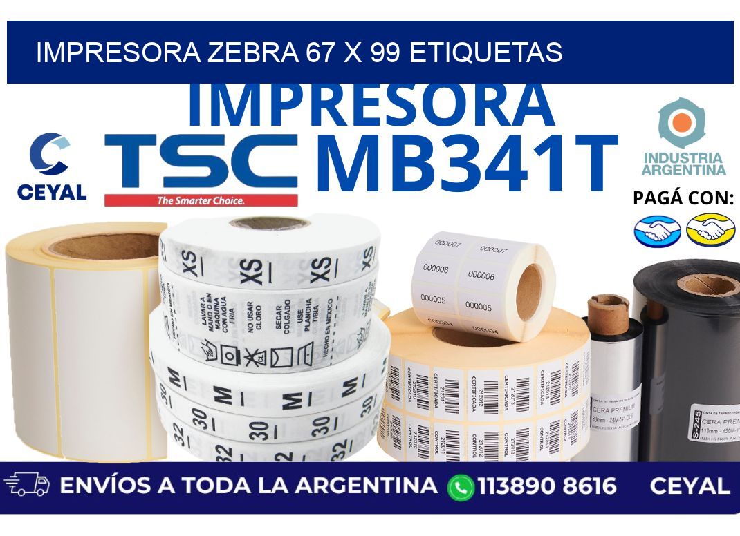 impresora zebra 67 x 99 etiquetas