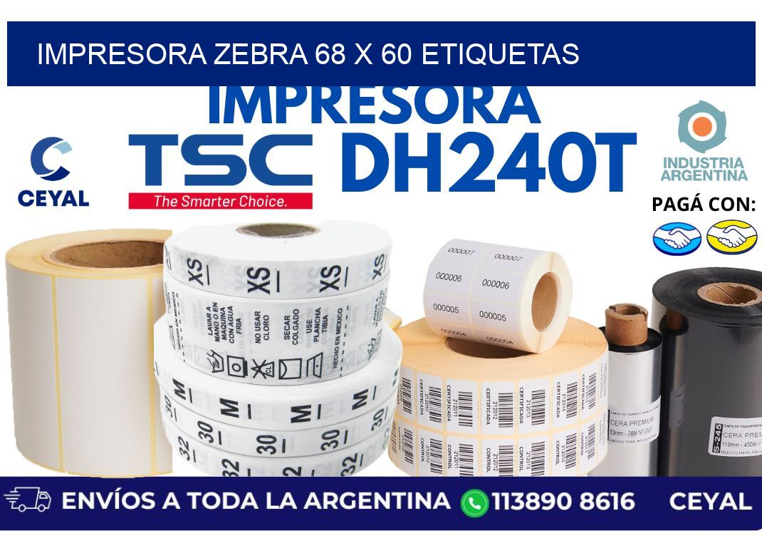 impresora zebra 68 x 60 etiquetas