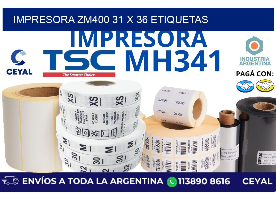 impresora zm400 31 x 36 etiquetas
