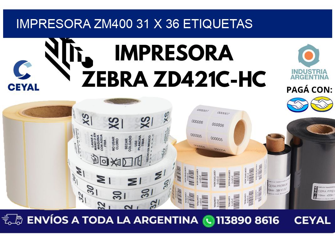 impresora zm400 31 x 36 etiquetas