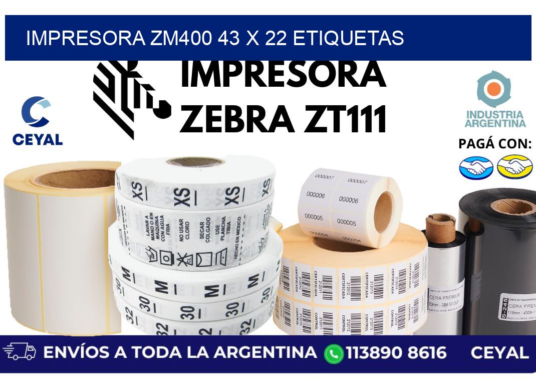 impresora zm400 43 x 22 etiquetas