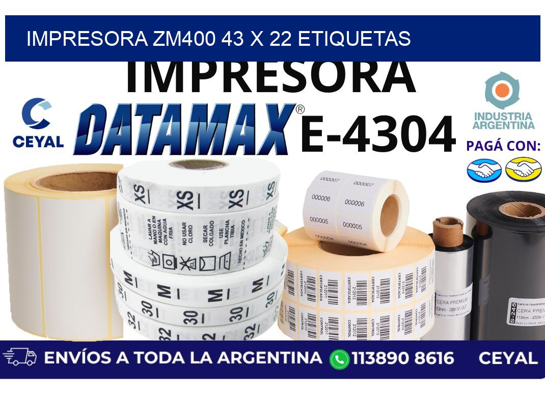 impresora zm400 43 x 22 etiquetas