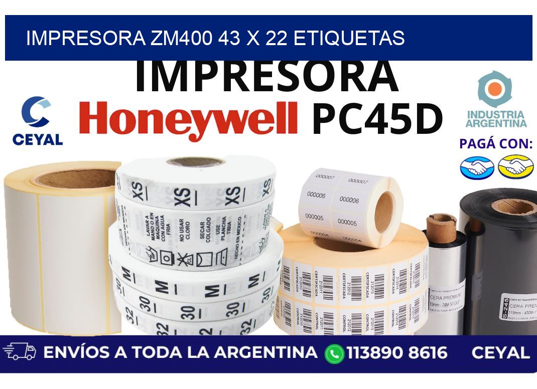 impresora zm400 43 x 22 etiquetas