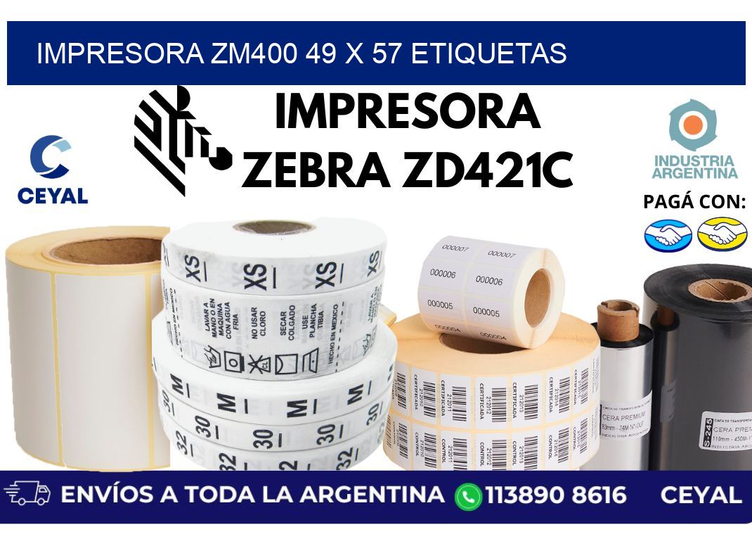 impresora zm400 49 x 57 etiquetas