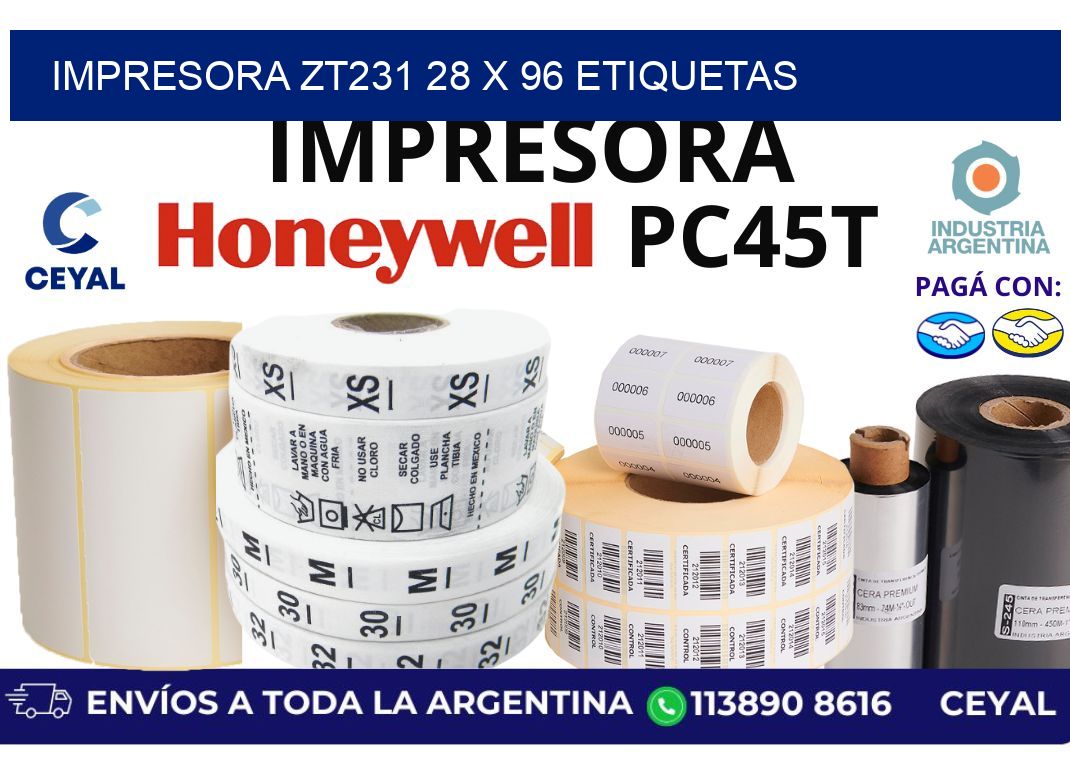 impresora zt231 28 x 96 etiquetas