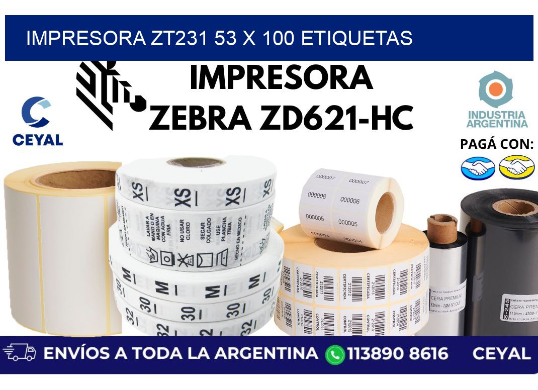 impresora zt231 53 x 100 etiquetas