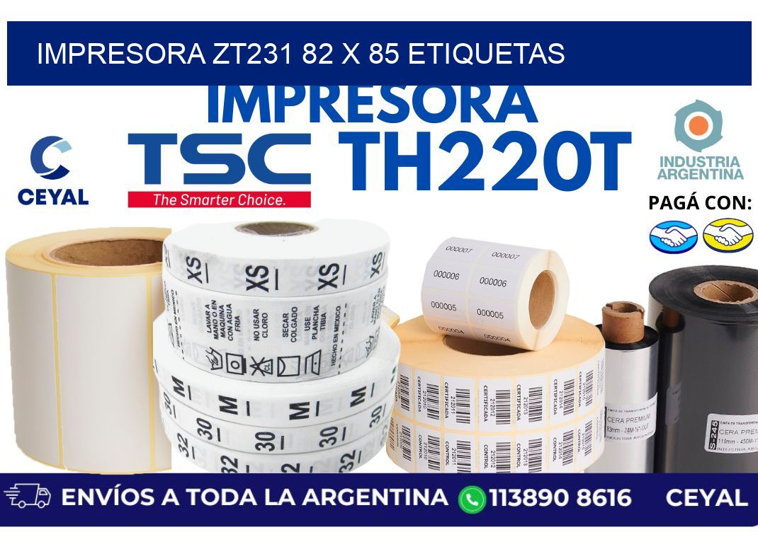impresora zt231 82 x 85 etiquetas