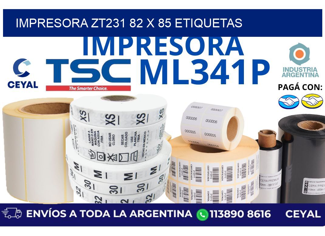 impresora zt231 82 x 85 etiquetas
