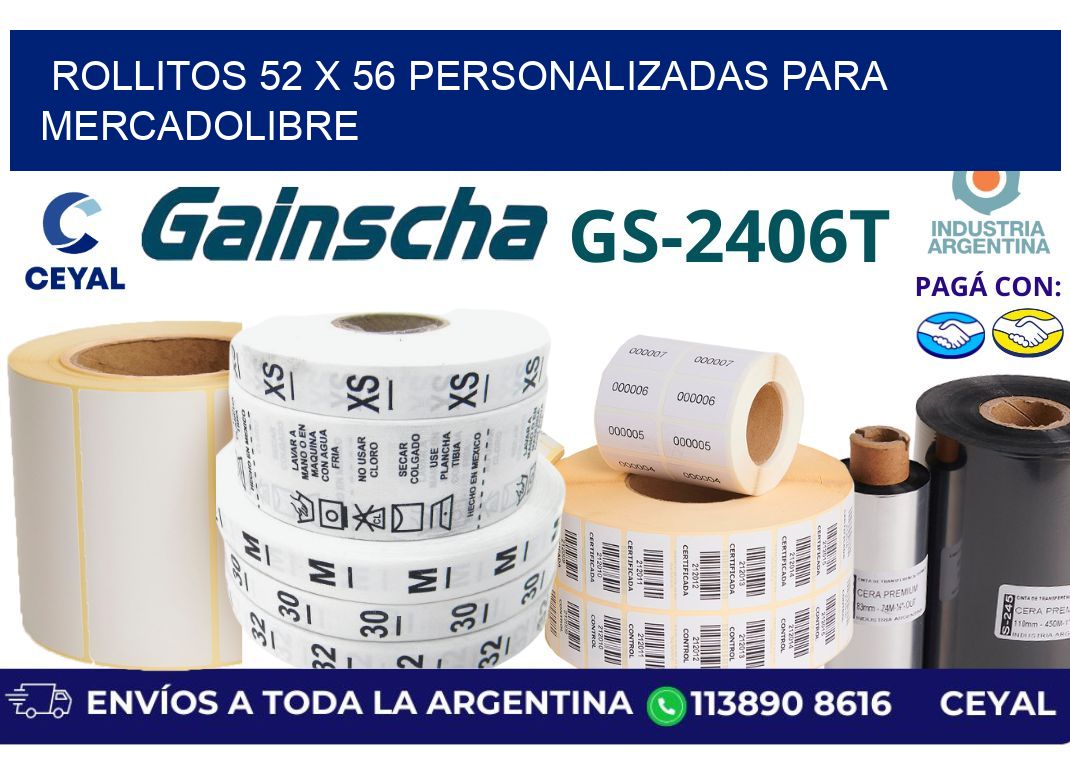 rollitos 52 x 56 personalizadas para mercadolibre