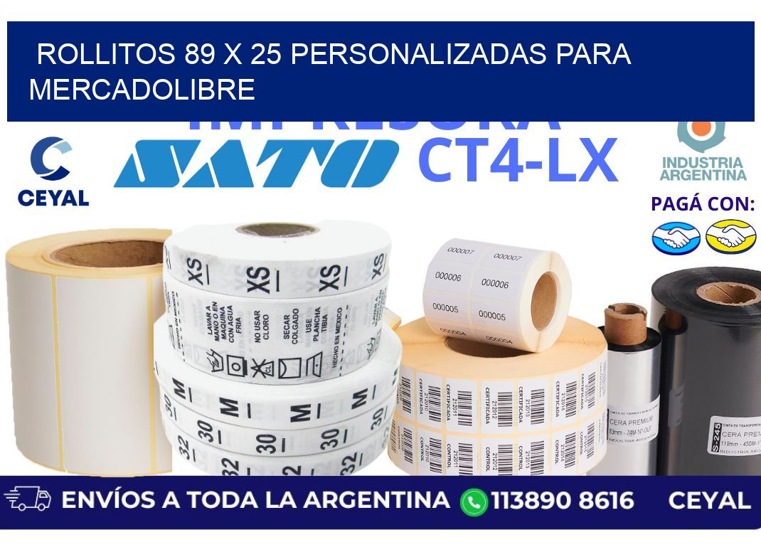rollitos 89 x 25 personalizadas para mercadolibre