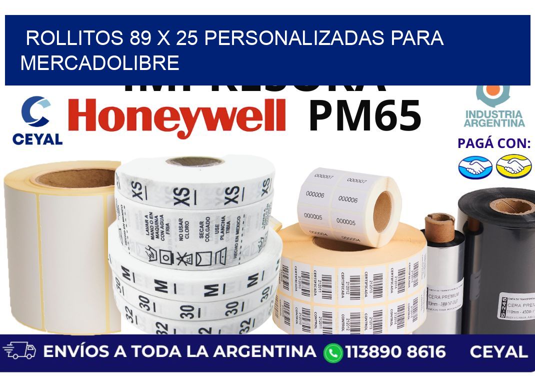 rollitos 89 x 25 personalizadas para mercadolibre