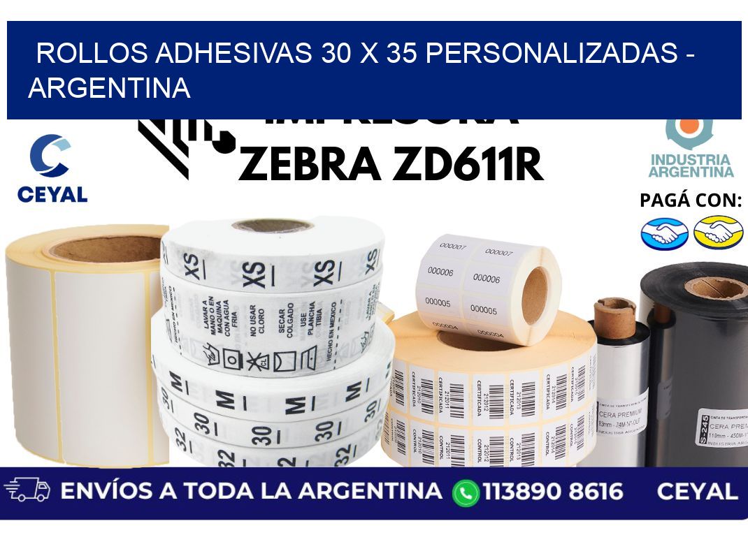 rollos adhesivas 30 x 35 personalizadas - Argentina