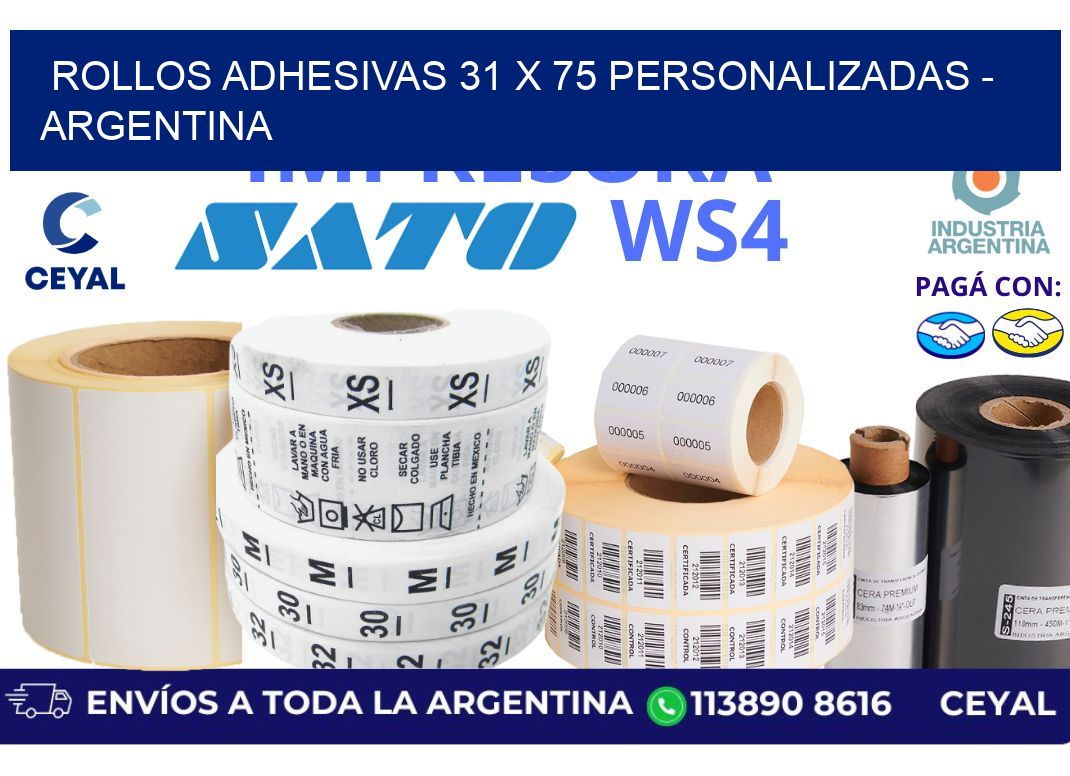 rollos adhesivas 31 x 75 personalizadas – Argentina