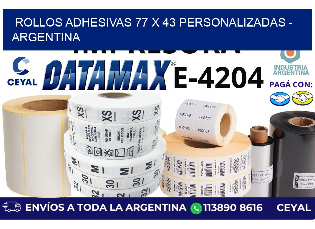 rollos adhesivas 77 x 43 personalizadas - Argentina