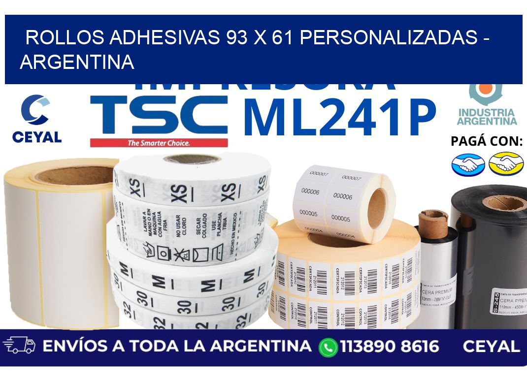 rollos adhesivas 93 x 61 personalizadas - Argentina