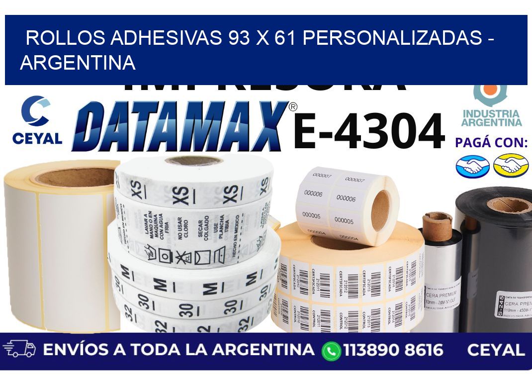rollos adhesivas 93 x 61 personalizadas - Argentina