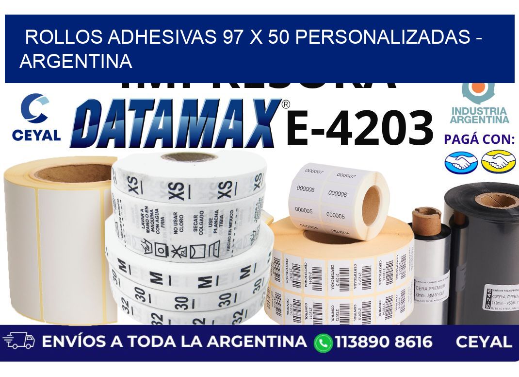 rollos adhesivas 97 x 50 personalizadas - Argentina