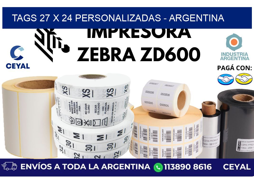 tags 27 x 24 personalizadas - Argentina