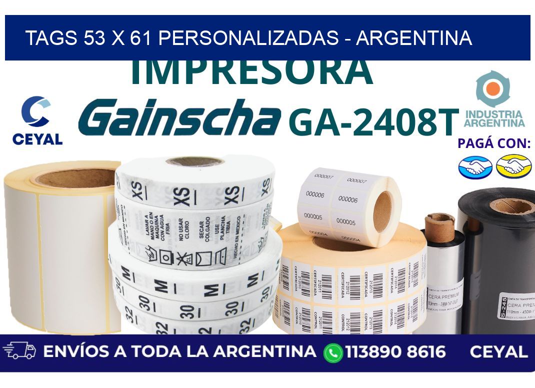 tags 53 x 61 personalizadas - Argentina