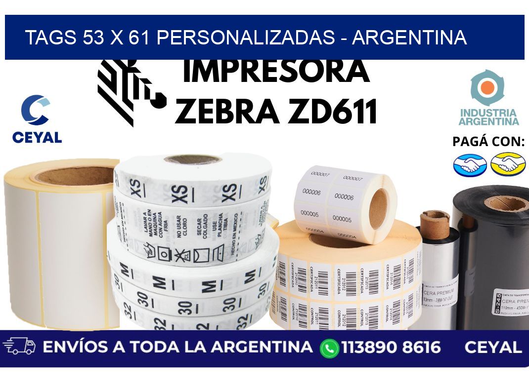 tags 53 x 61 personalizadas – Argentina