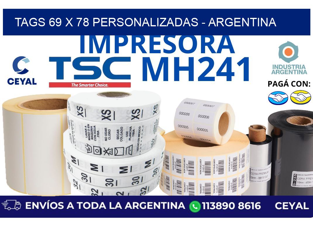 tags 69 x 78 personalizadas - Argentina