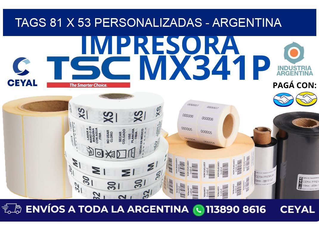 tags 81 x 53 personalizadas - Argentina