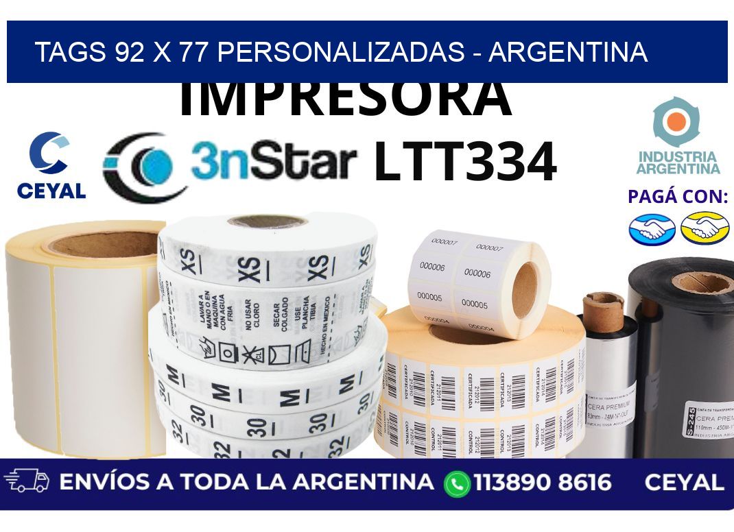 tags 92 x 77 personalizadas – Argentina