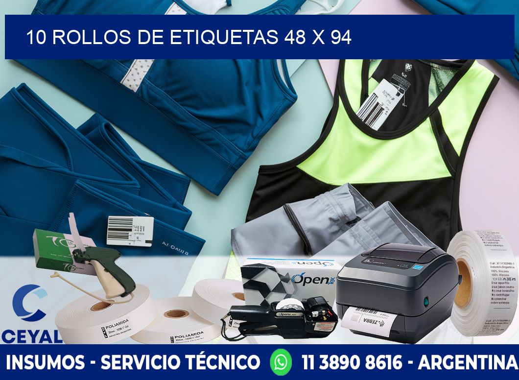 10 ROLLOS DE ETIQUETAS 48 x 94
