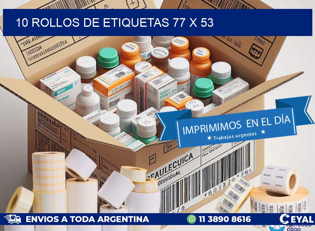 10 ROLLOS DE ETIQUETAS 77 x 53