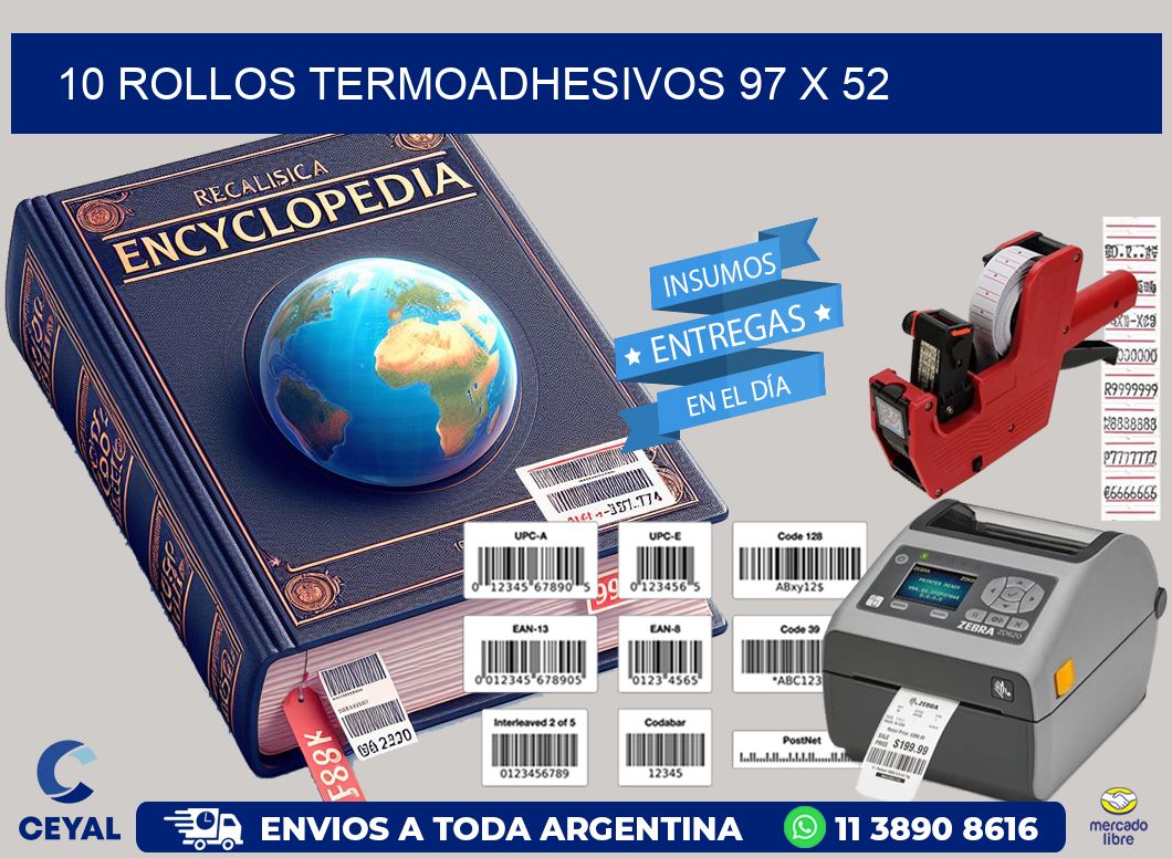 10 ROLLOS TERMOADHESIVOS 97 x 52