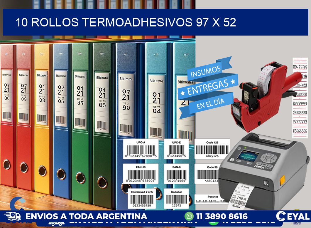 10 ROLLOS TERMOADHESIVOS 97 x 52