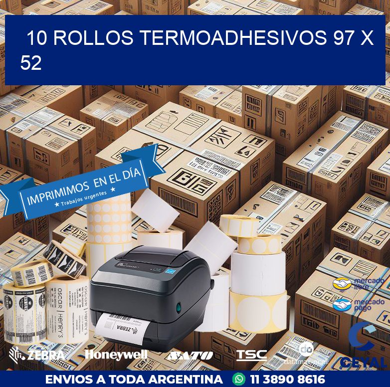 10 ROLLOS TERMOADHESIVOS 97 x 52