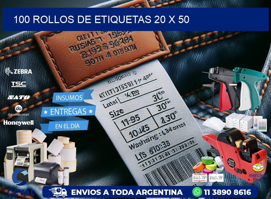100 ROLLOS DE ETIQUETAS 20 x 50