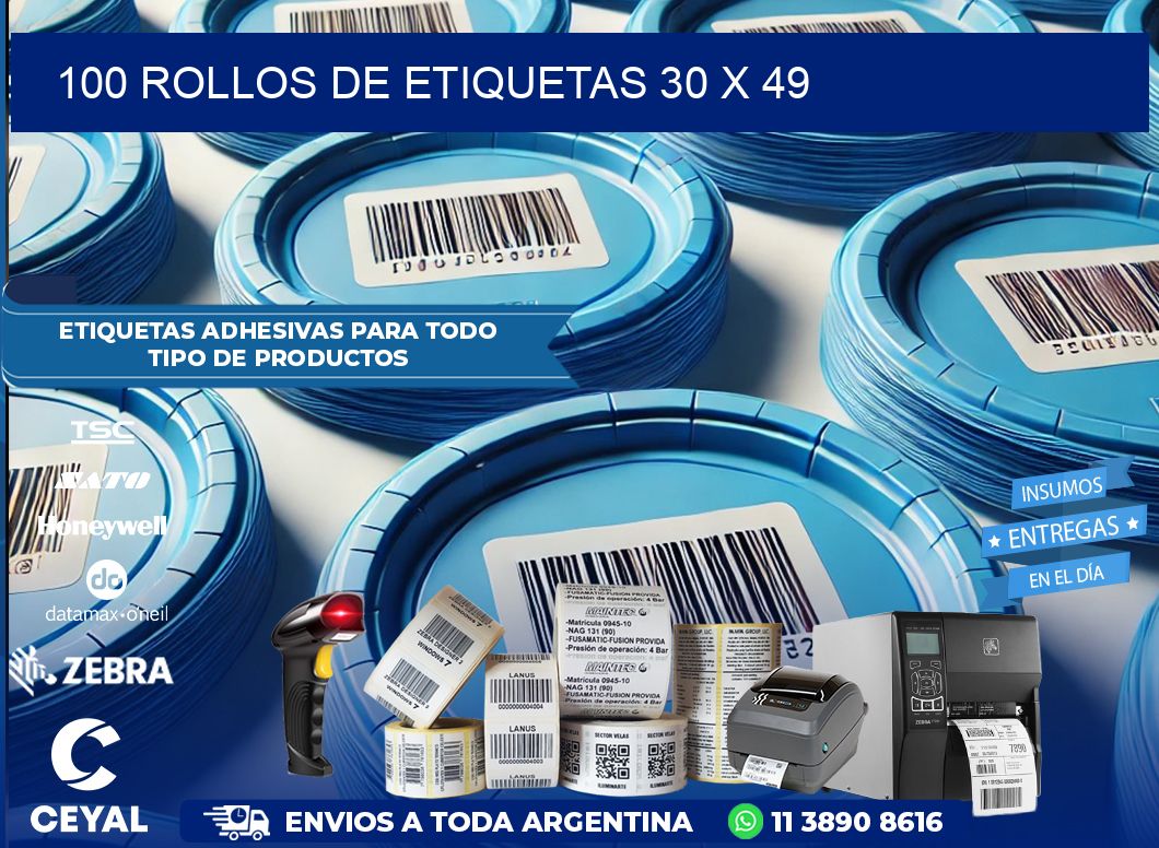 100 ROLLOS DE ETIQUETAS 30 x 49