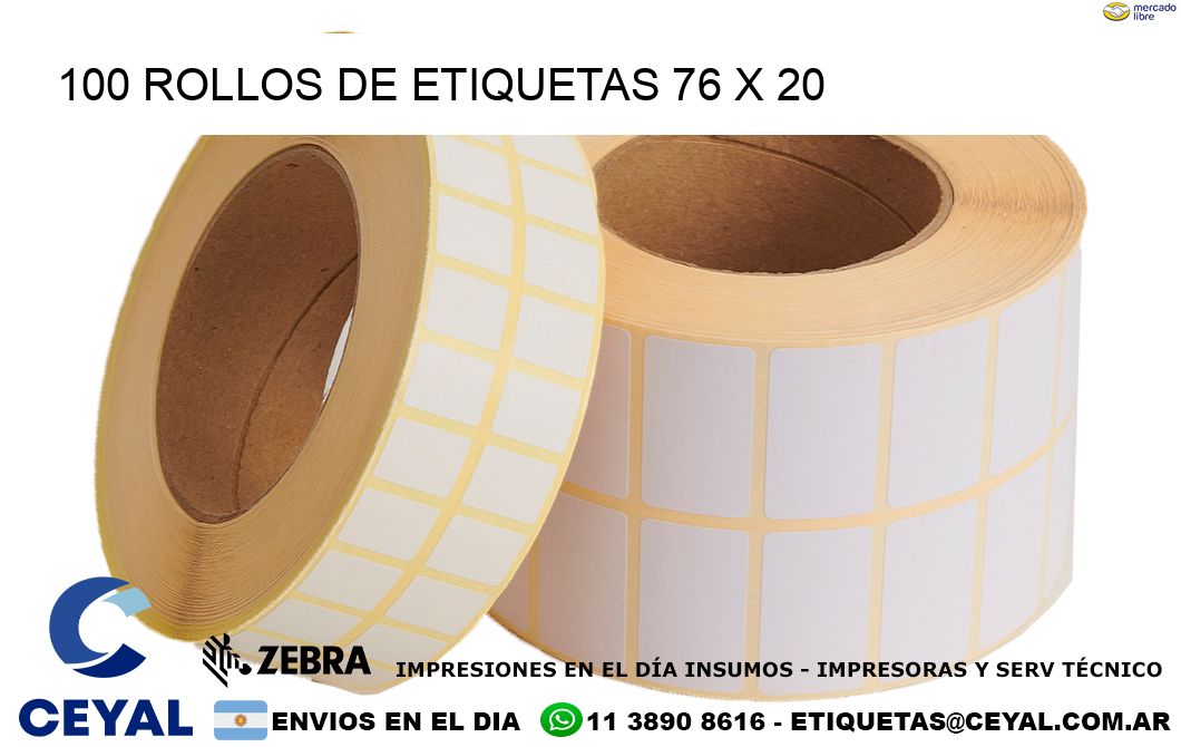 100 ROLLOS DE ETIQUETAS 76 x 20