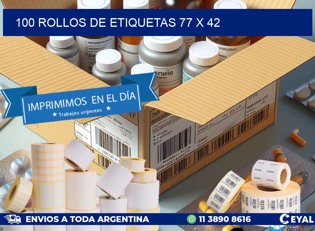 100 ROLLOS DE ETIQUETAS 77 x 42