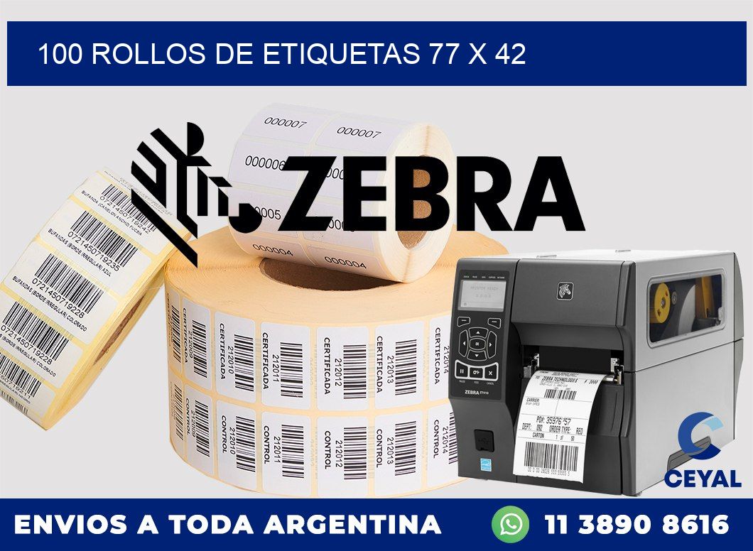 100 ROLLOS DE ETIQUETAS 77 x 42
