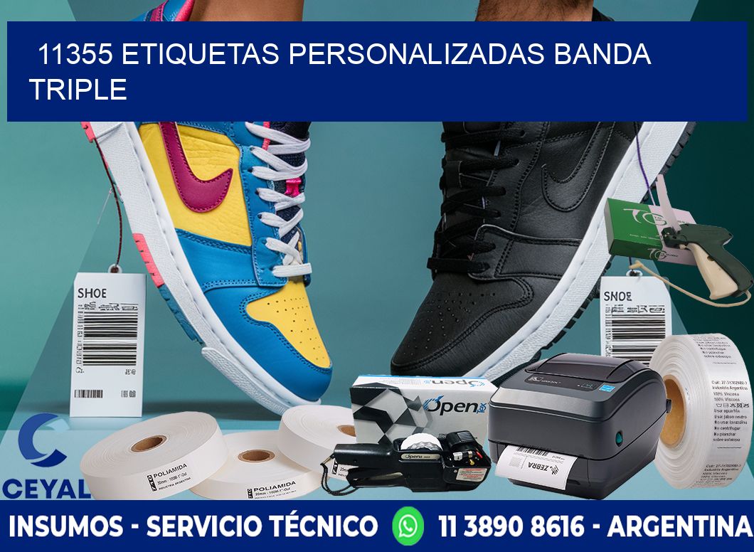 11355 Etiquetas personalizadas banda triple