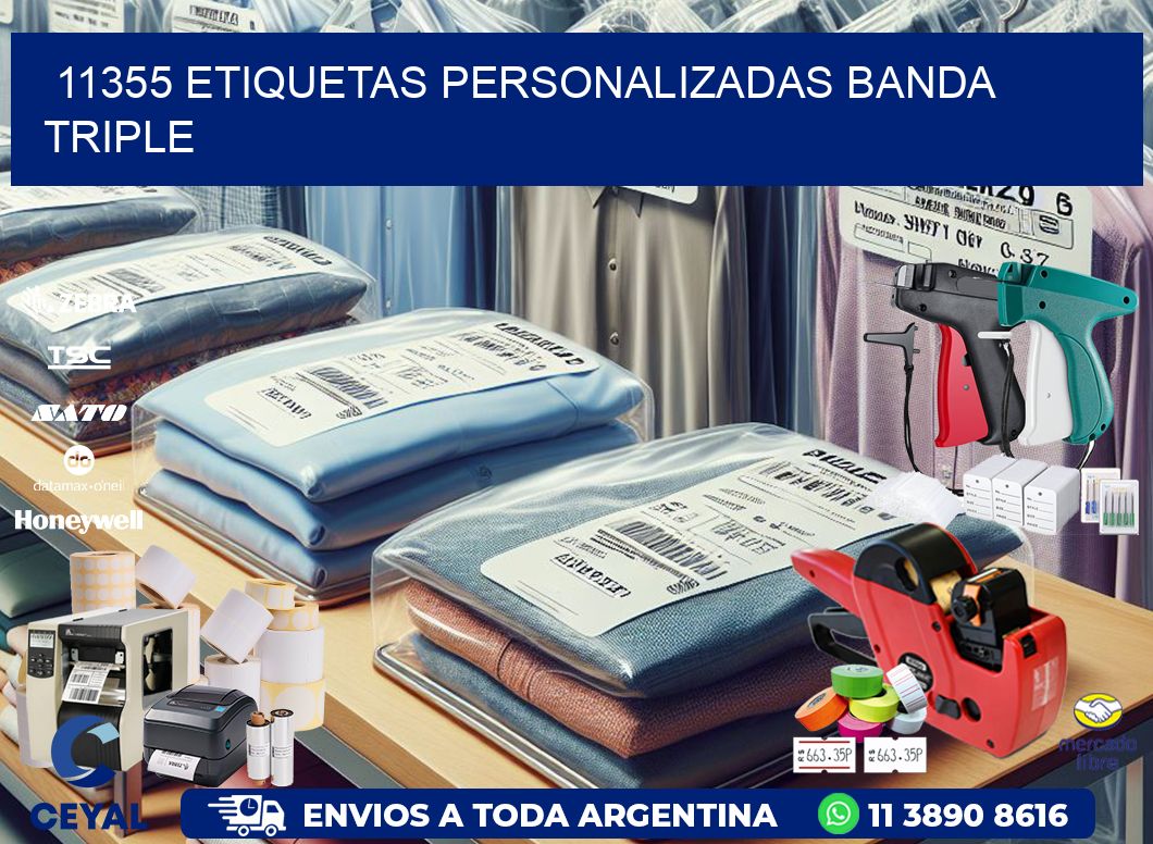 11355 Etiquetas personalizadas banda triple