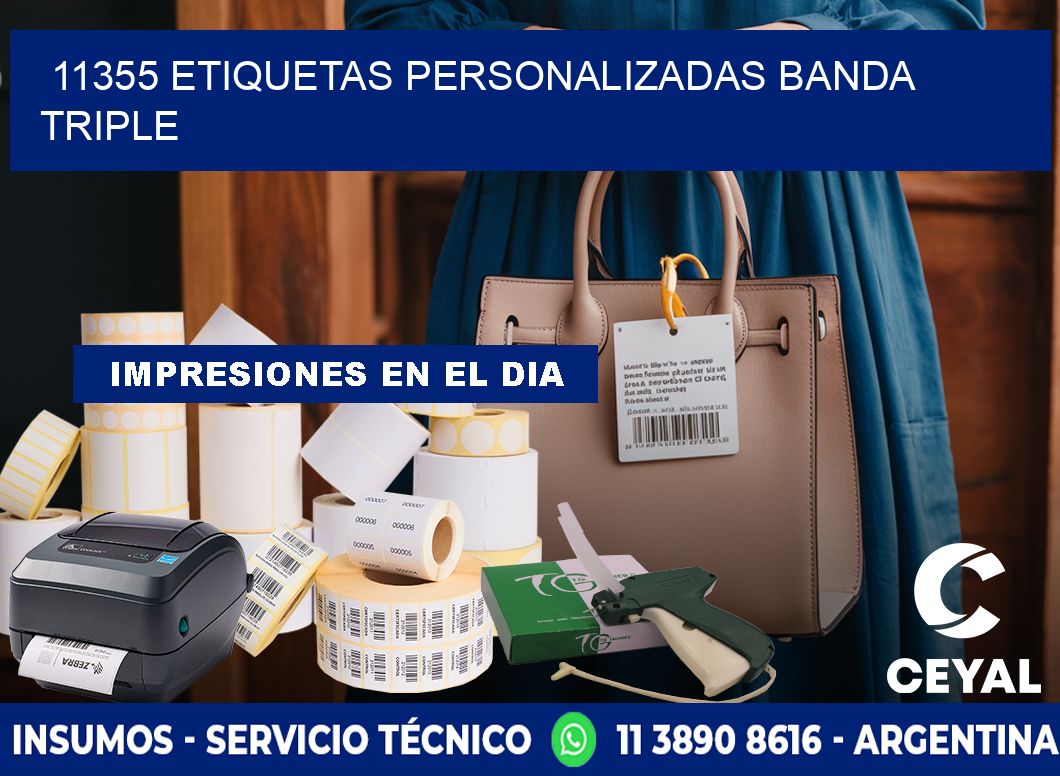 11355 Etiquetas personalizadas banda triple
