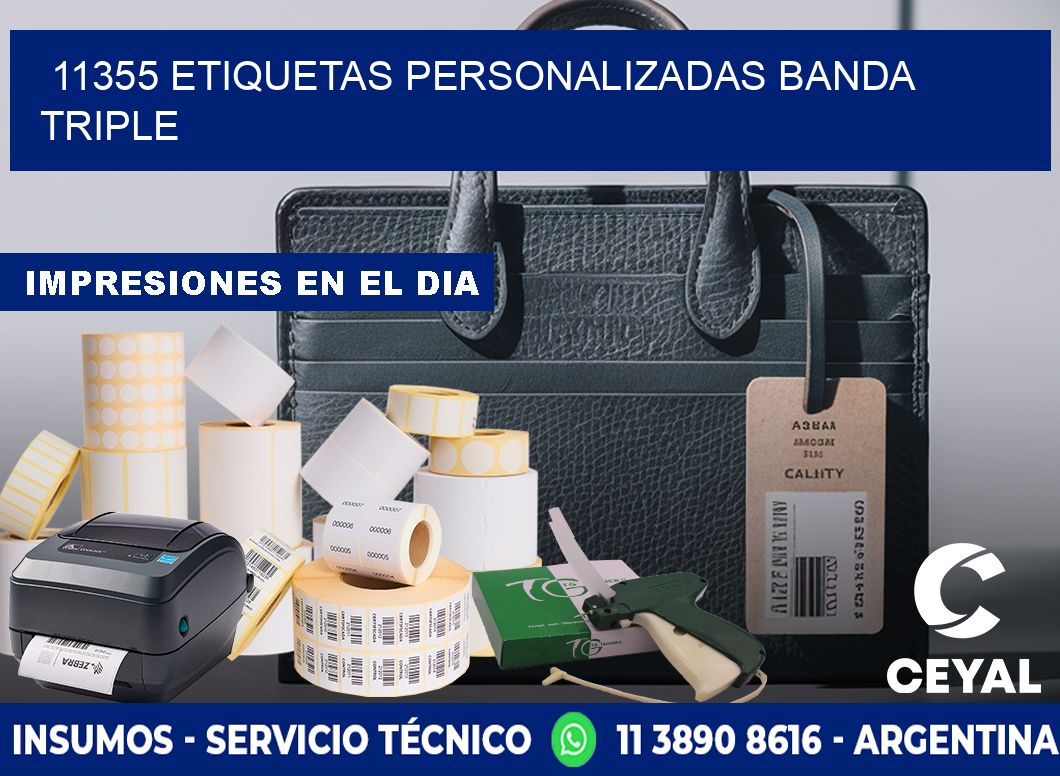 11355 Etiquetas personalizadas banda triple