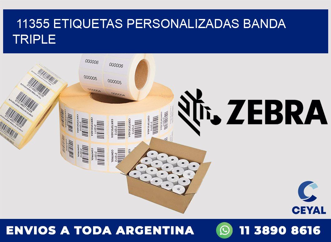 11355 Etiquetas personalizadas banda triple