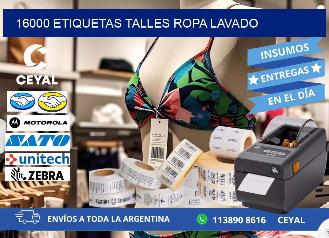 16000 ETIQUETAS TALLES ROPA LAVADO