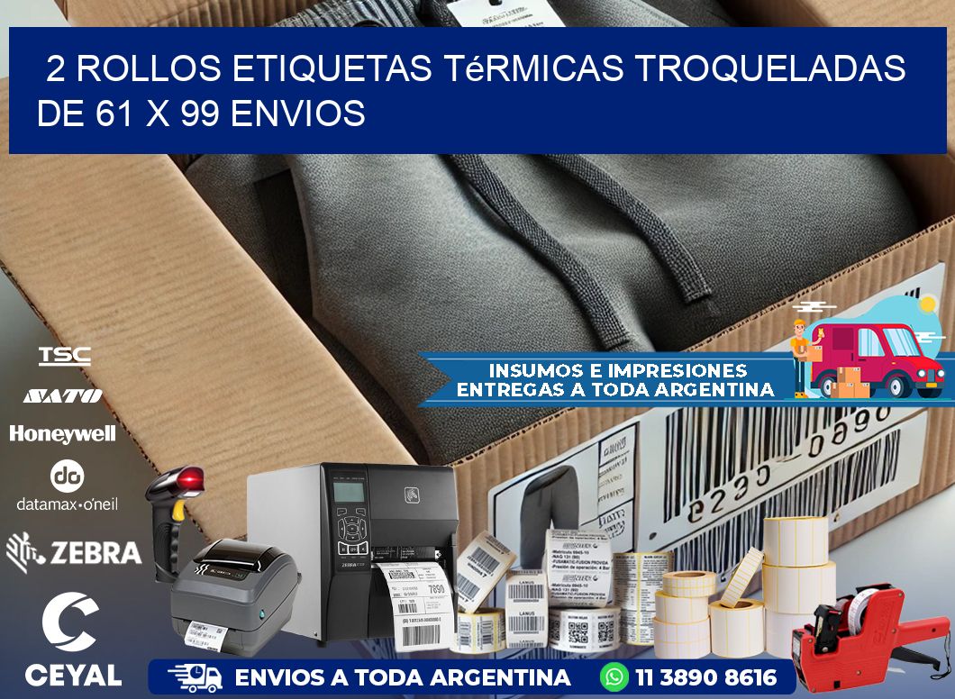 2 Rollos Etiquetas Térmicas Troqueladas De 61 x 99 ENVIOS